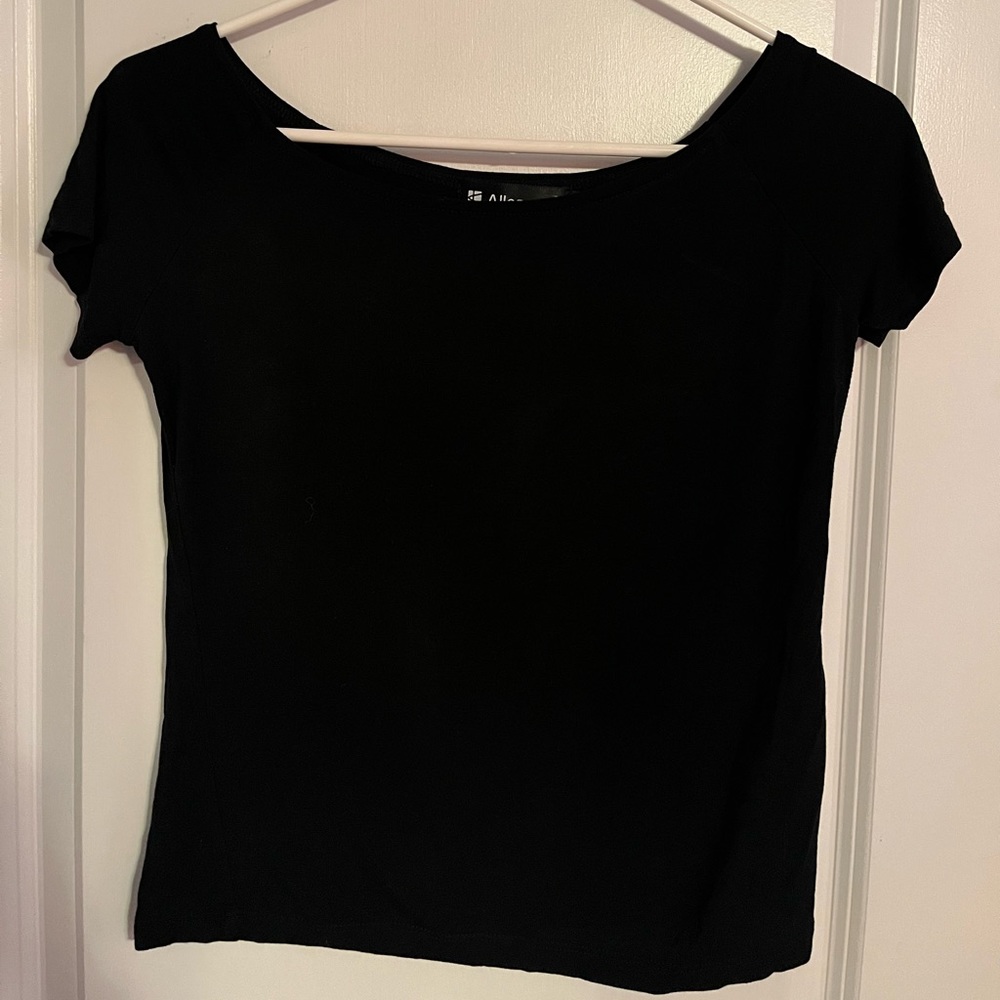 A black Allegra K scoop neck fitted tshirt